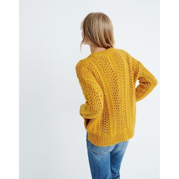 Womens Size S Madewell Windemere Pointelle Sweater Yellow EUC - Picture 2 of 7